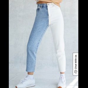 PacSun Eco White Two-Tone High Waisted Straight Leg Jeans